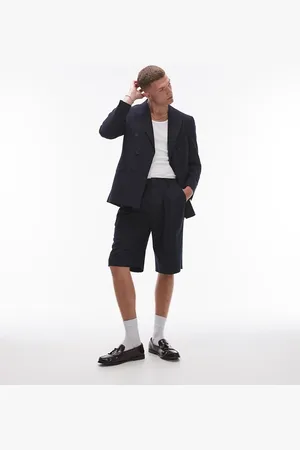 Topman Linen blend mix longline shorts in