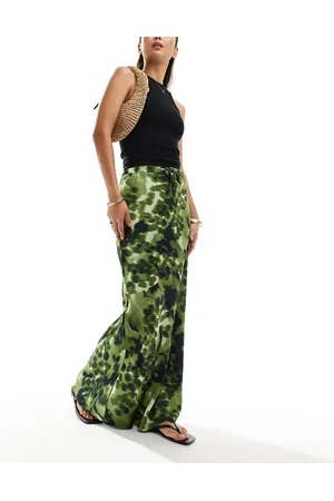 ASOS Satin bias tie waist maxi skirt in animal print