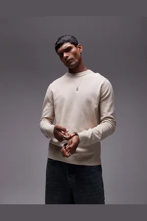 Topman Essential crew neck sweater in beige