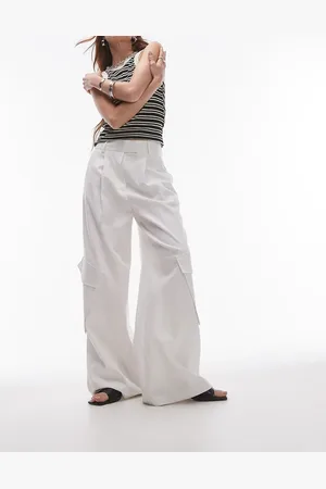 Topshop Wide leg linen pants with pockets in