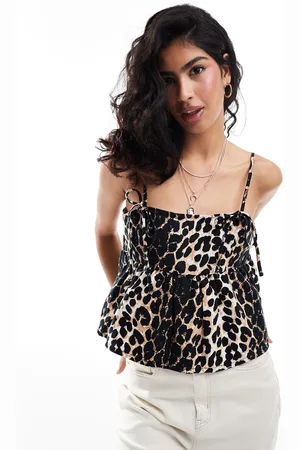 ASOS Denim cami top in leopard print