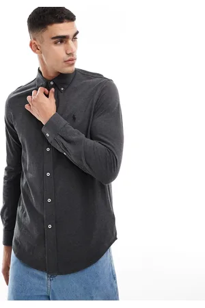 Ralph Lauren Icon logo pique shirt in charcoal heather