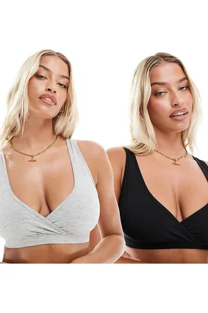 Lindex Maternity 2 pack wrap nursing bra in black and gray