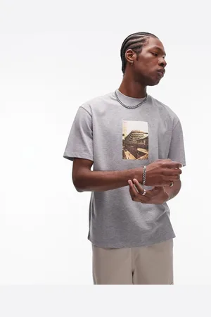 Topman Oversized fit t-shirt with London picture print in heather
