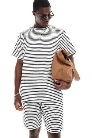 South Beach Beach shirt in black and white textured stripe - part of a set