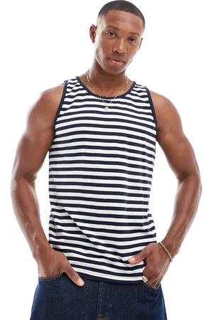 Brave Soul Classic striped tank in & navy