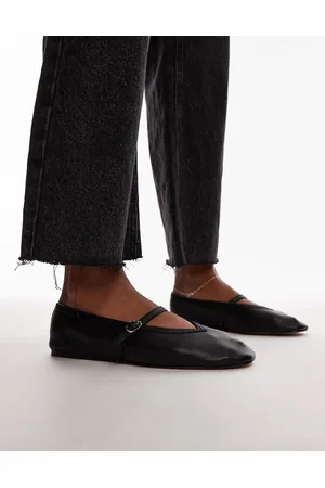 Topshop Babette leather v detail ballet flats in
