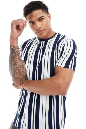 Brave Soul Vertical stripe t-shirt in & white