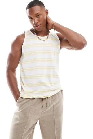 Brave Soul Classic striped tank in & yellow