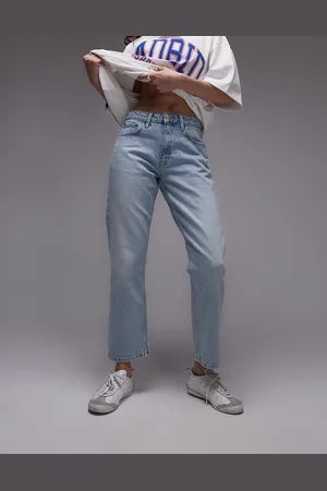 Topshop Cropped mid rise straight jeans in summer bleach