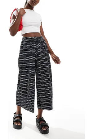 ASOS Plisse wide pants culottes in polka dot