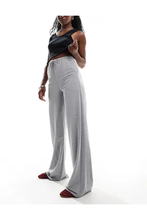 ASOS Linen look wide leg pants in charcoal