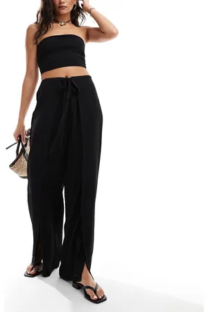 JDY Loose fit texture pants with layered side split in