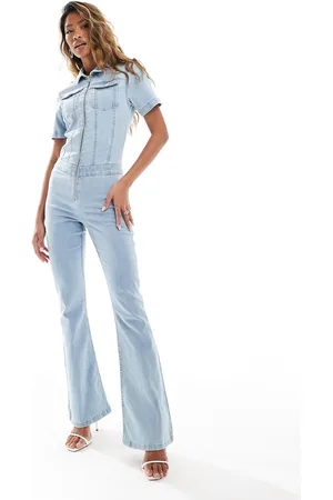 ASOS Stretch denim 70s jumpsuit in light
