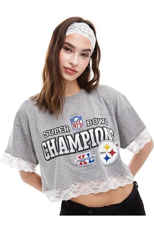 Reclaimed Revived x Glass Onion crop sport tee with lace hem