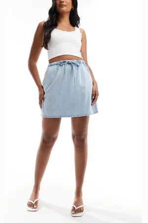 ASOS Soft denim pull on mini skirt in light wash