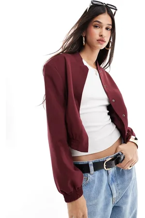 ASOS Tailored bomber jacket with strong shoulder in claret