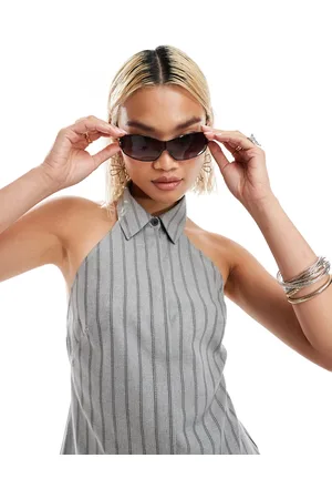 COLLUSION Halter shirt with strappy back in pinstripe - part of a set