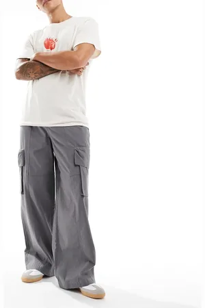ASOS Super baggy cargo pants with panel details in charcoal