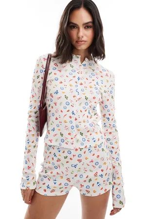 Miss Selfridge Rib cardi in fruit print