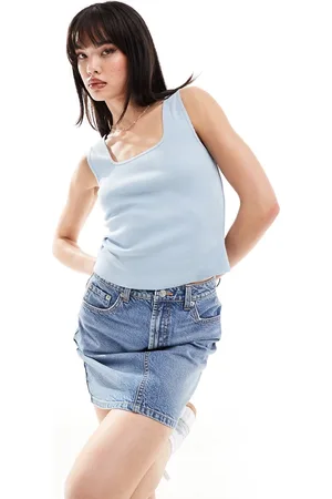 ASOS Square neck lace trim tank top in