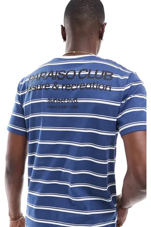 ASOS Stripe t-shirt in navy and white with back print