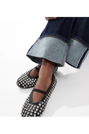 Public Desire Wide Fit Mina studded ballet flats in