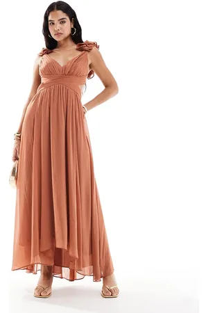 EVER NEW Ruffle shoulder maxi dress in rose