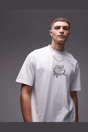 Topman Oversized fit t-shirt with rose tattoo print in