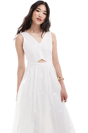 Closet Cut-out midaxi dress in ivory