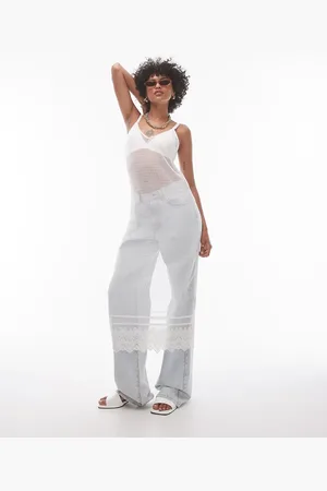 Topshop Sheer lace maxi dress in ivory
