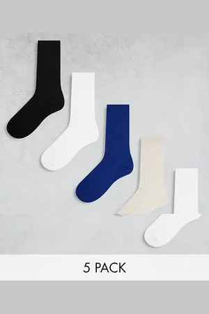 Weekday 5-pack ribbed socks in black beige and blue