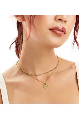LOST SOULS Stainless steel multi chain necklaces with disc pendant in 18k plated