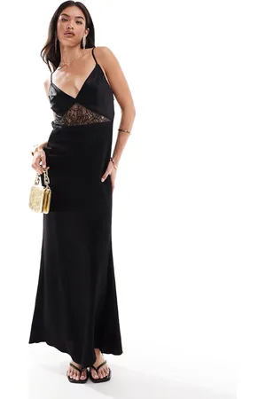 SNDYS Satin cami lace insert backless maxi dress in