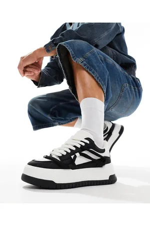 ASOS Chunky sneakers in black and white with rope detail