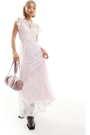 Reclaimed Lace dress with slip in pink