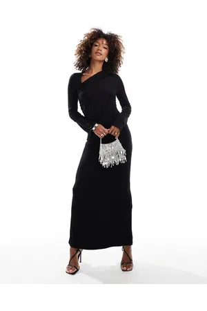 ASOS Ruched panel long sleeve maxi dress in