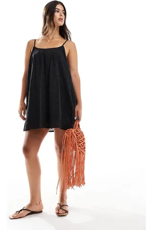 Miss Selfridge Embroidered strappy mini sundress in