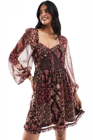 Miss Selfridge Chiffon lace-up corset mini dress