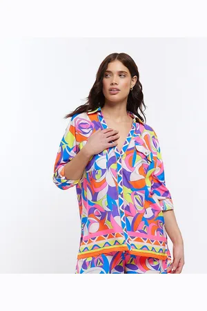 River Island Abstract print oversized beach shirt in bright