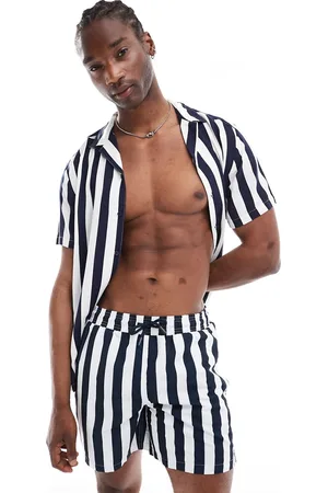 Hunky Trunks Beach shirt in and white stripe - part of a set