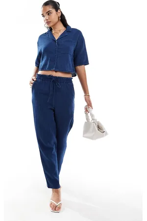 MANGO Denim look tie waist pants in - part of a set