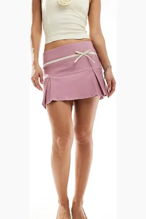 Motel Bow detail mini skirt in dusky