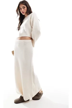 ASOS Knitted a line maxi skirt in cream - part of a set