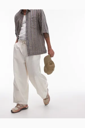 Topman Wide leg cotton pants in off white