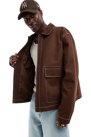 ASOS Oversized harrington jacket with contrast stitch in