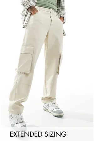 ASOS Baggy cargo pants in heavy canvas in stone