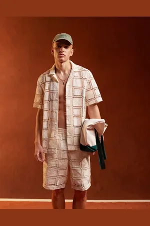ASOS Paneled crochet shirt in ecru - part of a set