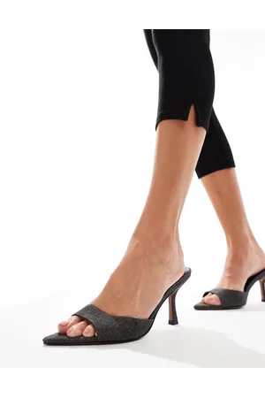 ASOS Heyday pointed sole heeled mules in denim