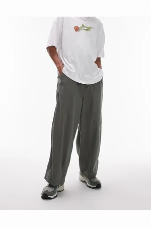 Topman Wide leg cropped pants in khaki